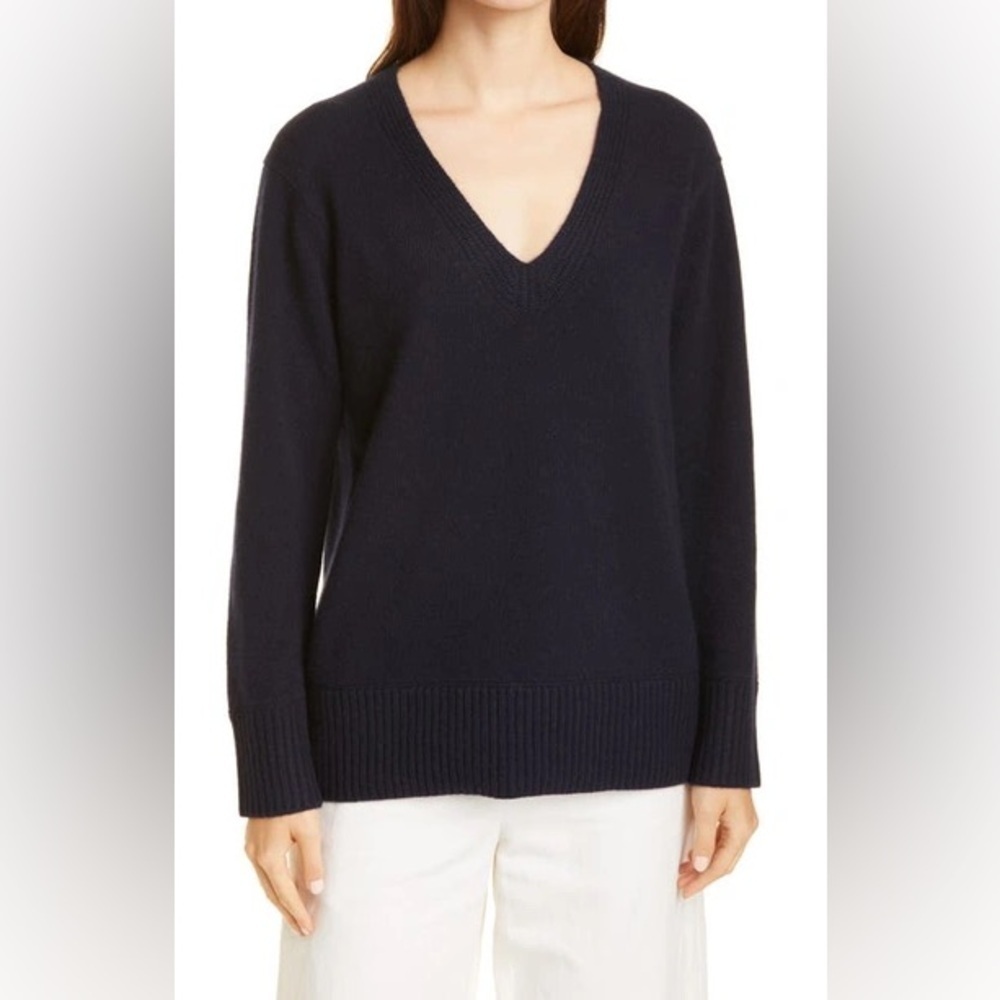 VINCE 100% Cashmere Women's Navy V-Neck Sweater Size XXL